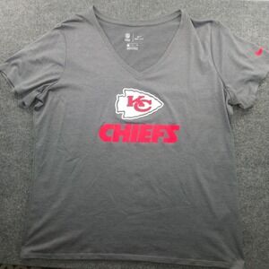 Nike Kansas City Chiefs Womens XL Gray Dri-FIT V-Neck Short Sleeve T-Shirt NFL